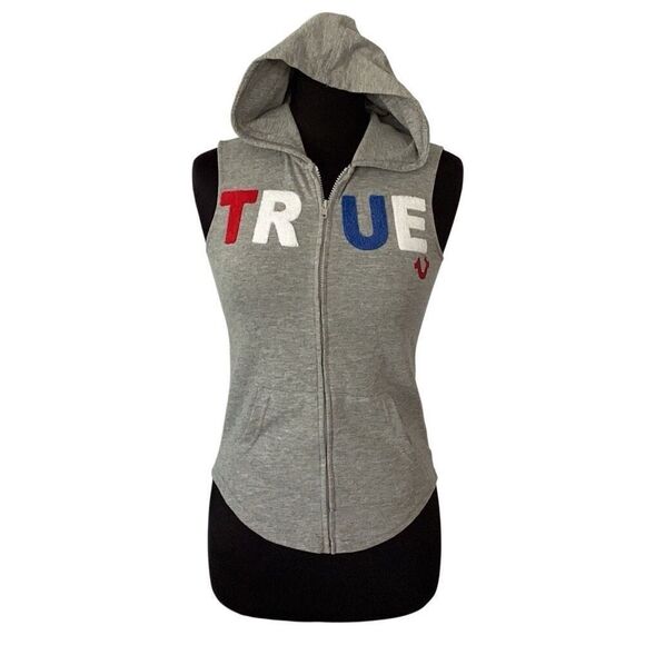 True Religion Big Boys True Zip Sleeveless Vest Hoodie Small - Picture 1 of 8